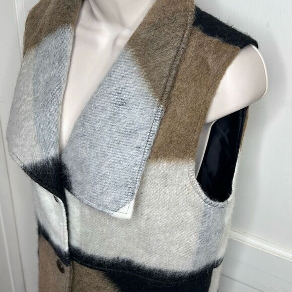 BLACK RIVET Women’s Wool Buffalo Plaid Button Front Sleeveless Vest/Coat Size S - Picture 2 of 6